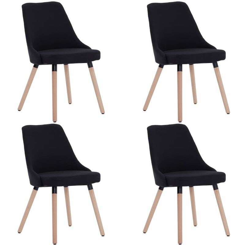 

vidaXL Sillas de Comedor Tela 4 Unidades Negra - Negro