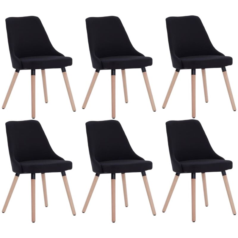 

vidaXL Sillas de Comedor Tela 6 Unidades Negra - Negro
