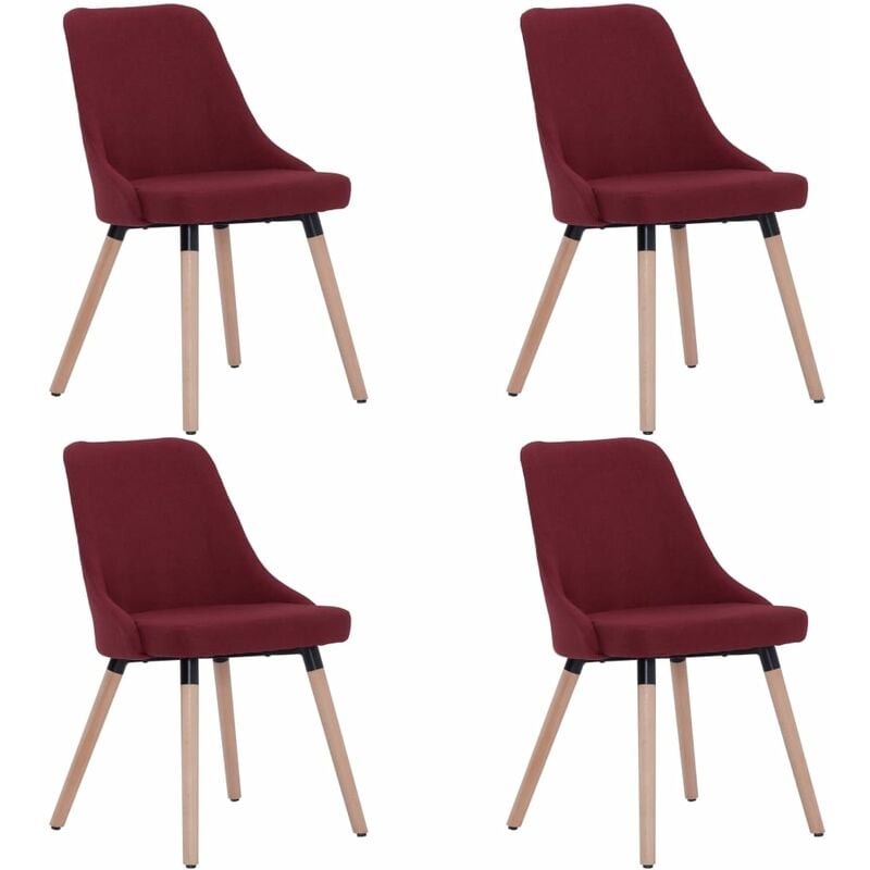 

vidaXL Sillas de Comedor Tela 4 Unidades Vino Tinto - Rojo