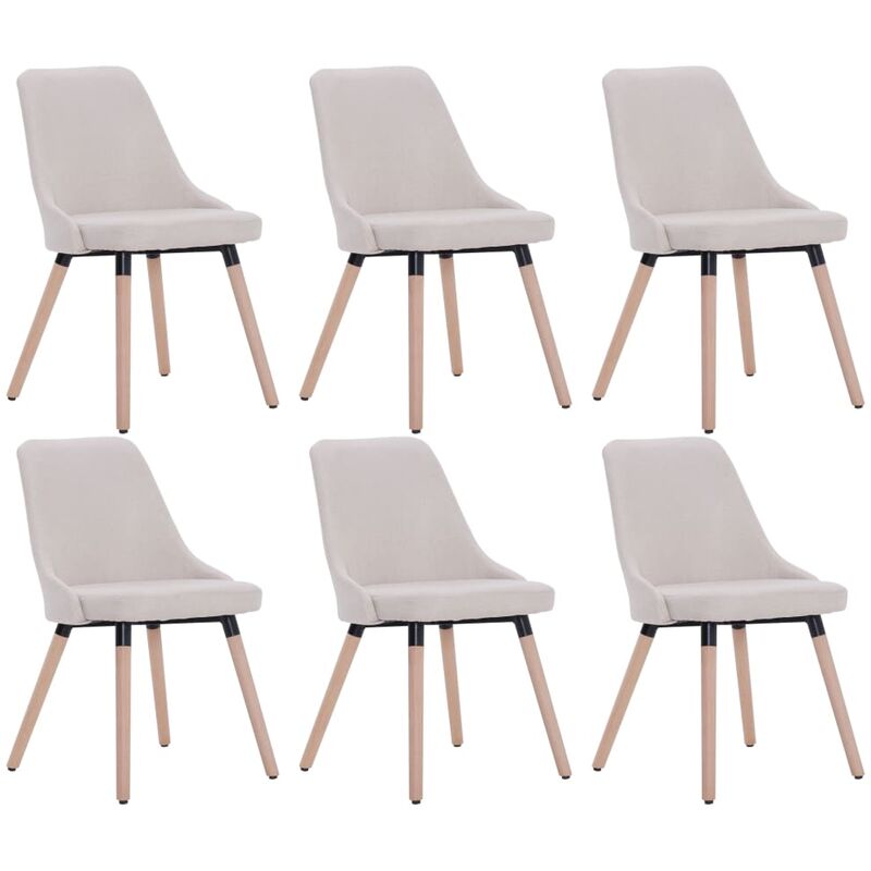 

Sillas de Comedor Tela 6 Unidades Crema - Marrón - Vidaxl