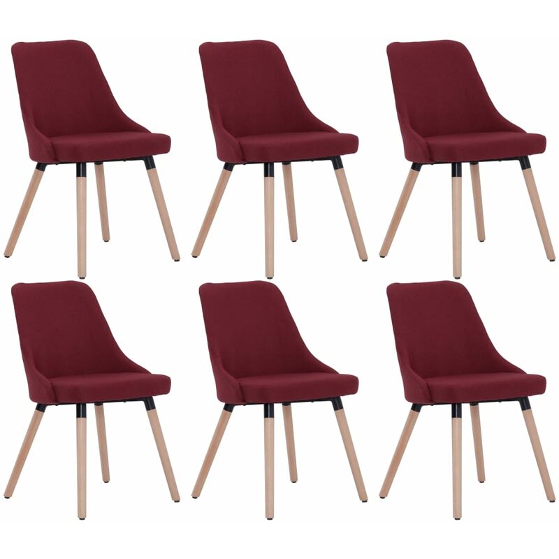 

vidaXL Sillas de Comedor Tela 6 Unidades Vino Tinto - Rojo
