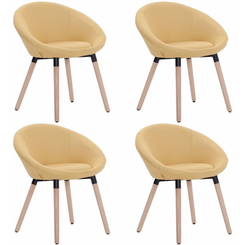 

vidaXL Silla de Comedor Tela 4 Unidades Amarillo - Amarillo