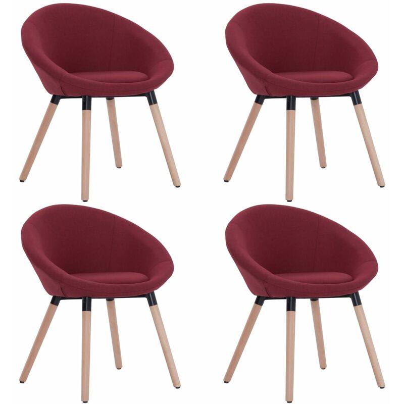 

Silla de Comedor Tela 4 Unidades Vino Tinto - Rojo - Vidaxl