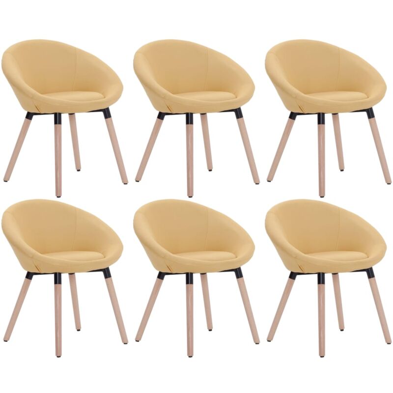 

vidaXL Silla de Comedor Tela 6 Unidades Amarillo - Amarillo