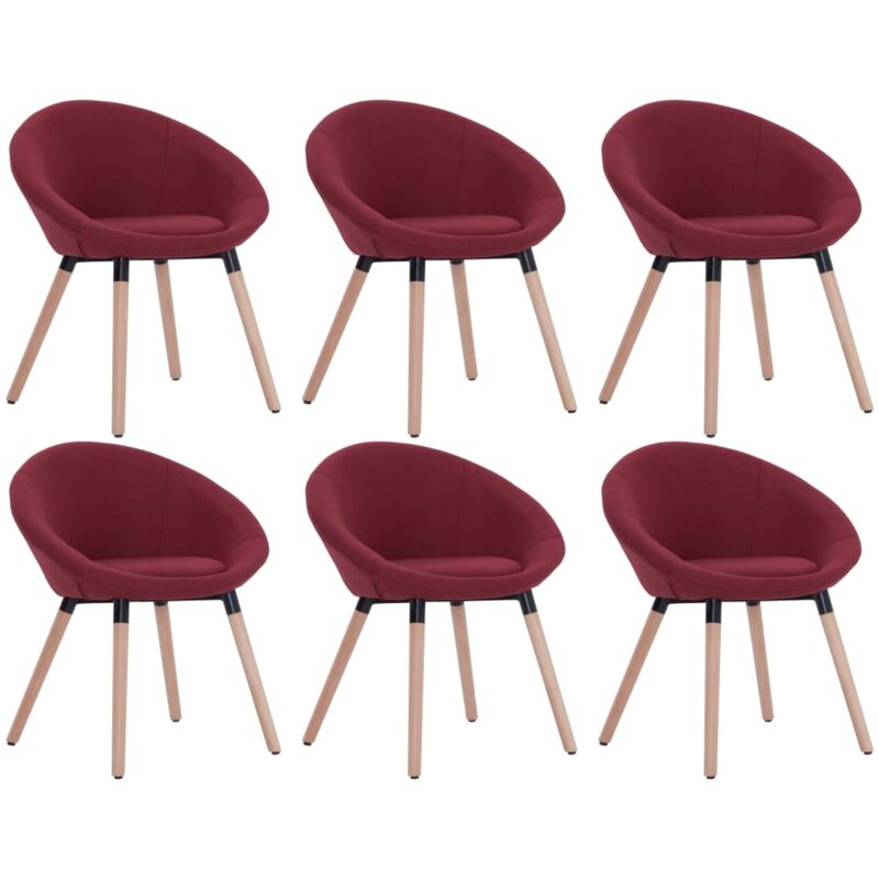

Silla de Comedor Tela 6 Unidades Vino Tinto - Rojo - Vidaxl