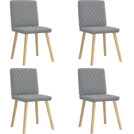 Sillas de comedor 4 unidades tela gris claro