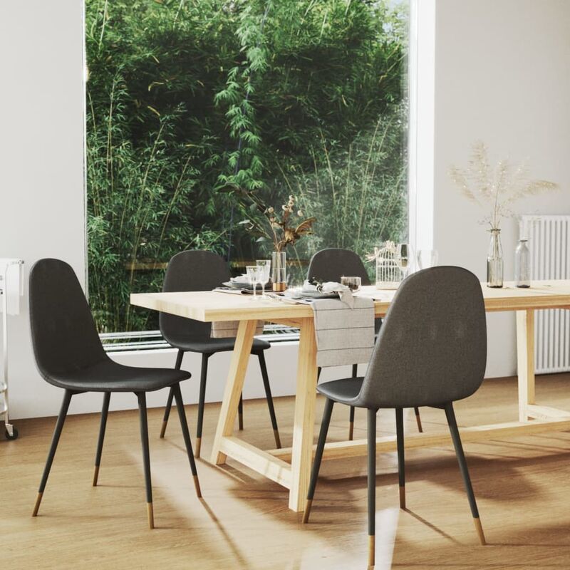 

Sillas de comedor 4 unidades tela gris oscura
