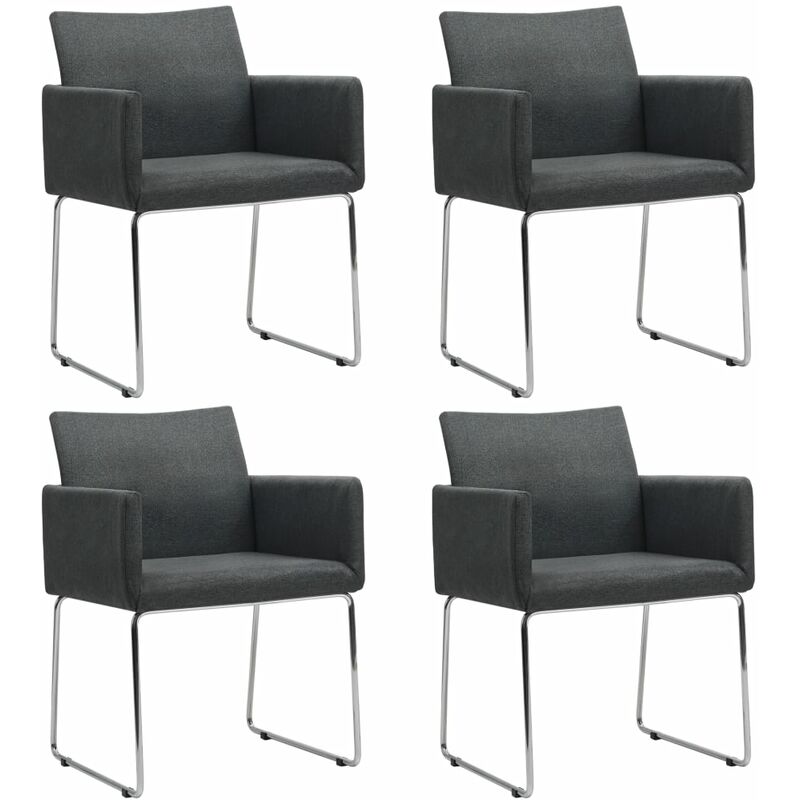 

Sillas de comedor 4 unidades tela gris oscuro