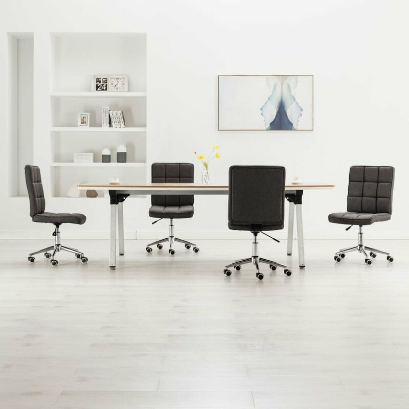 

Happyshopping - Sillas de comedor 4 unidades tela gris oscuro