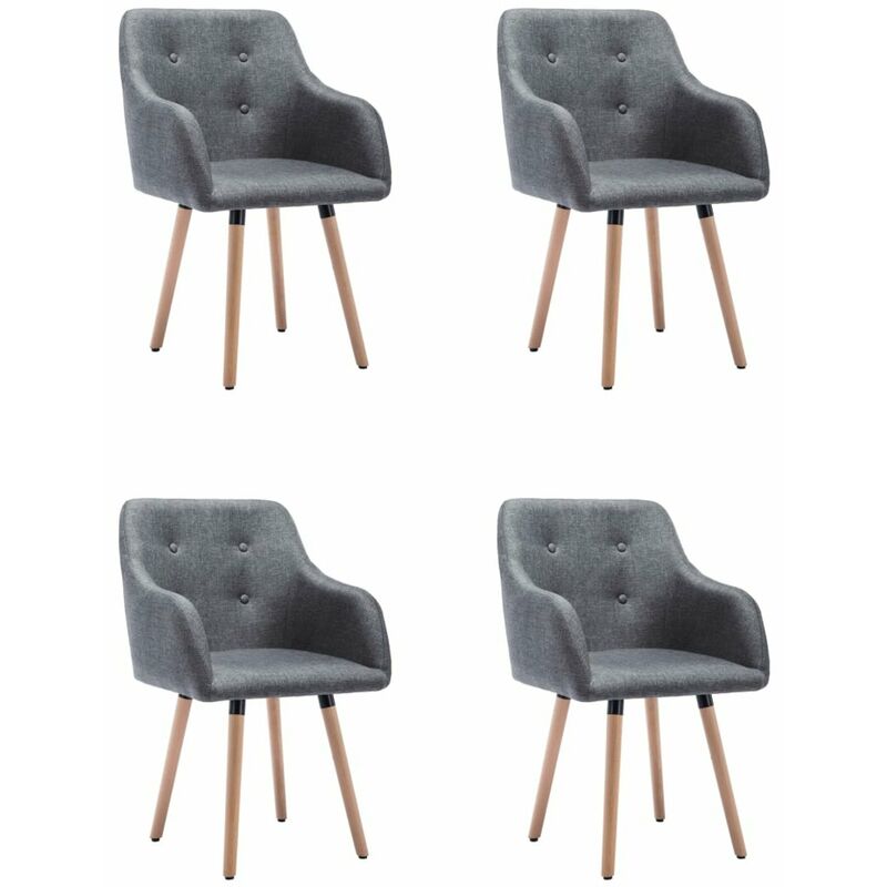 

Happyshopping - Sillas de comedor 4 unidades tela gris oscuro