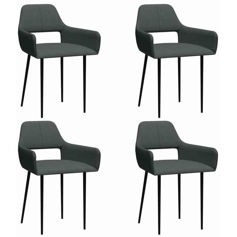 

Happyshopping - Sillas de comedor 4 unidades tela gris oscuro