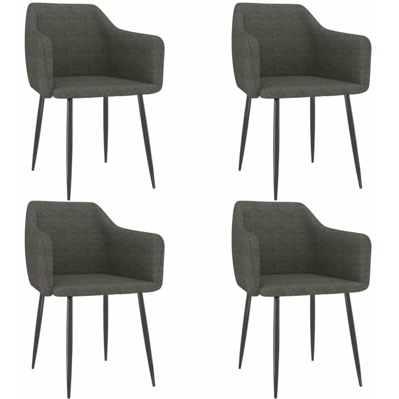 

Happyshopping - Sillas de comedor 4 unidades tela gris oscuro