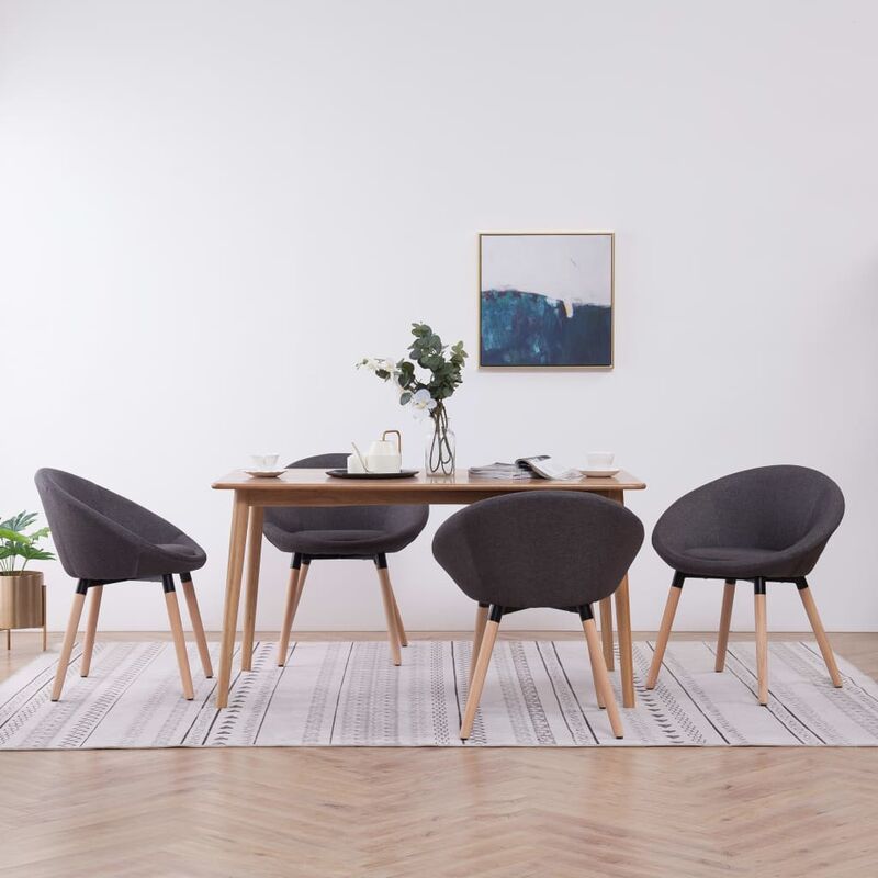 

Sillas de comedor 4 unidades tela gris oscuro