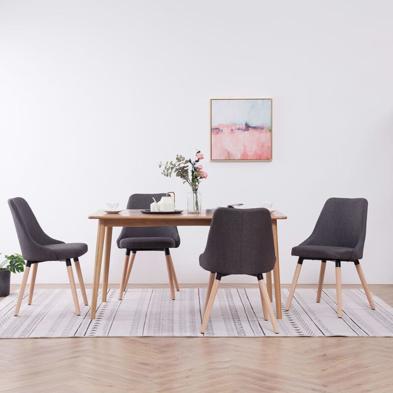 

Sillas de comedor 4 unidades tela gris oscuro