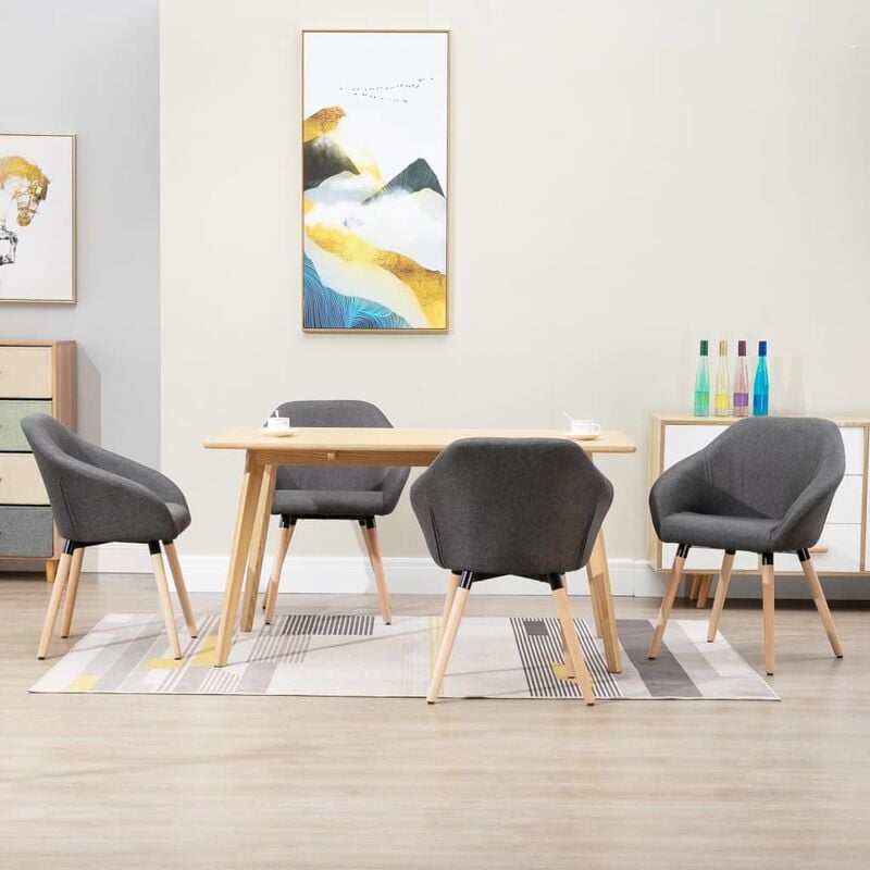 

Sillas de comedor 4 unidades tela gris oscuro