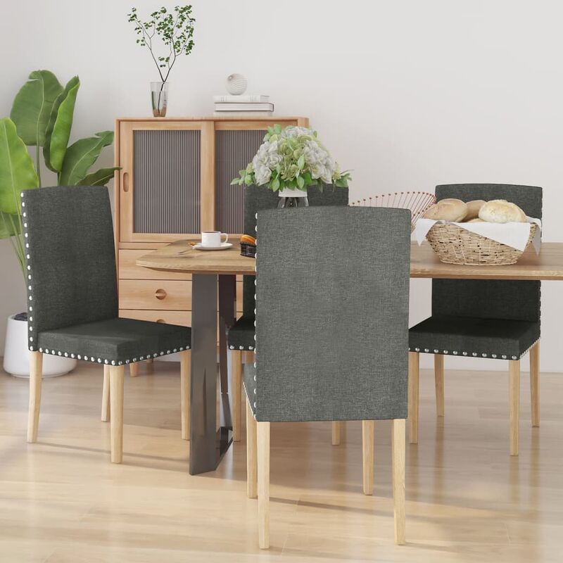 

Sillas de comedor 4 unidades tela gris oscuro