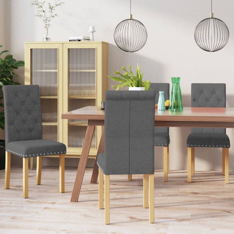 

Sillas de comedor 4 unidades tela gris oscuro