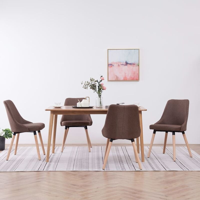 

Sillas de comedor 4 unidades tela marrón - Marrón