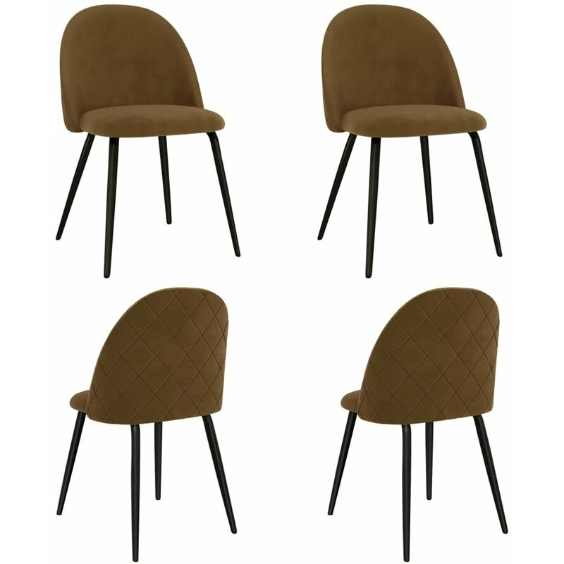 

Happyshopping - Sillas de comedor 4 unidades tela marron