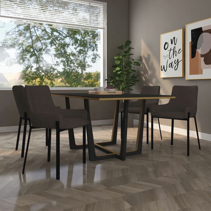 

Sillas de comedor 4 unidades tela marrón