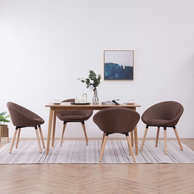 

Sillas de comedor 4 unidades tela marrón
