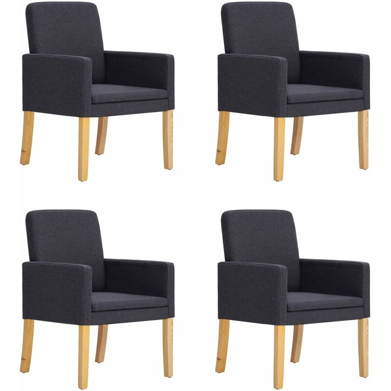 

Sillas de Comedor Tela 4 Unidades Gris Oscuro - Gris - Vidaxl