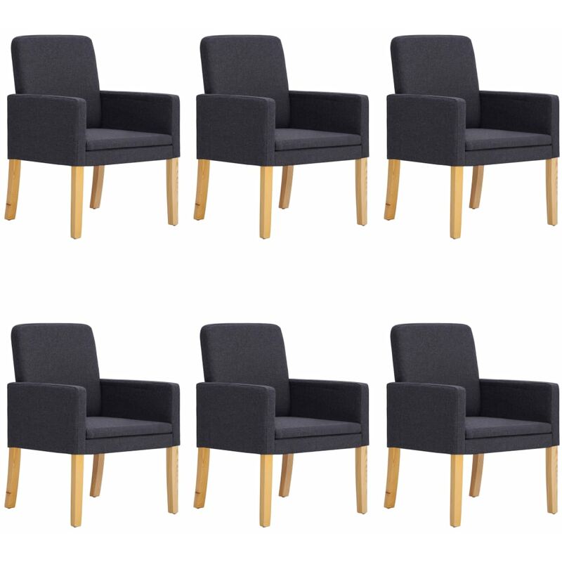 

vidaXL Sillas de Comedor Tela 6 Unidades Gris Oscuro - Gris