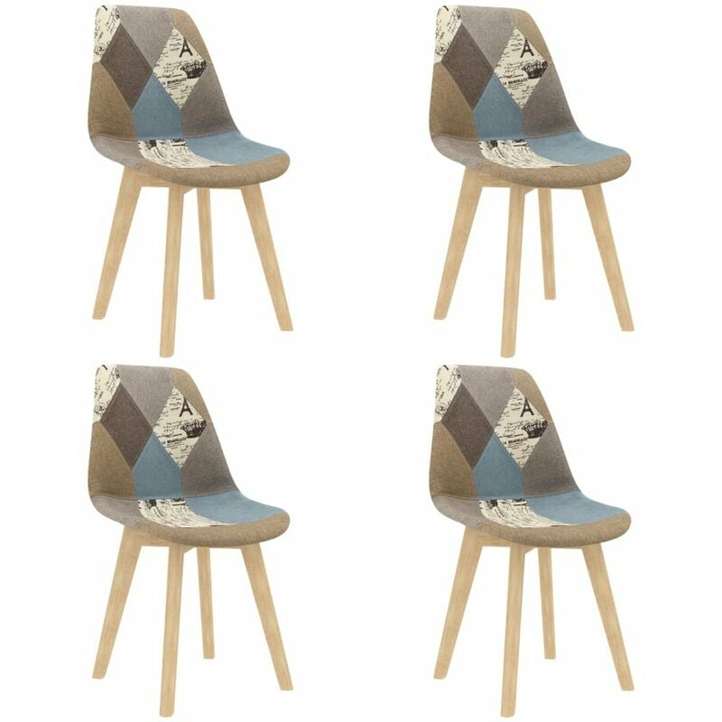 

Happyshopping - Sillas de comedor 4 unidades tela Patchwork gris