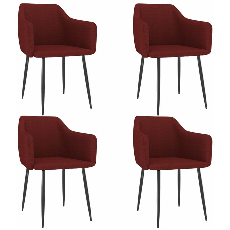 

Happyshopping - Sillas de comedor 4 unidades tela rojo tinto