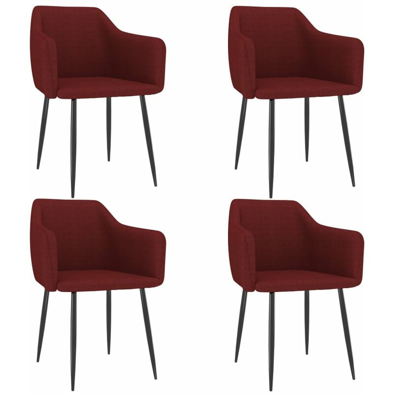 

Sillas de comedor 4 unidades tela rojo tinto