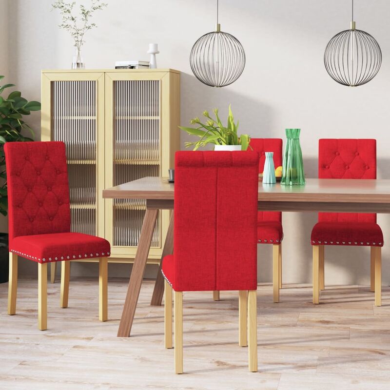 

Sillas de comedor 4 unidades tela rojo tinto