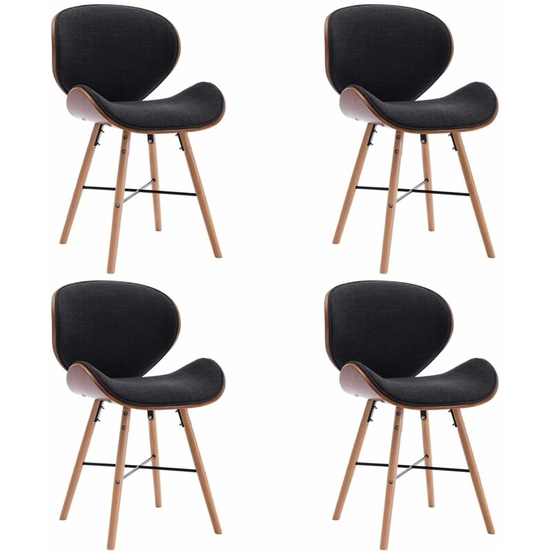 

Sillas de comedor 4 unidades tela y madera curvada gris oscuro
