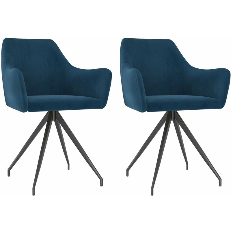 

vidaXL Sillas de Comedor 2 Unidades de Terciopelo Azul - Azul