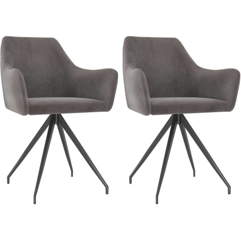 

vidaXL Sillas de Comedor 2 Unidades de Terciopelo Gris Oscuro - Gris