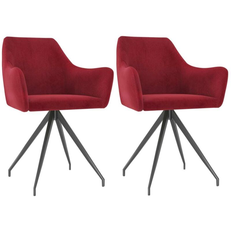 

vidaXL Sillas de Comedor 2 Unidades de Terciopelo Color Vino Tinto - Rojo