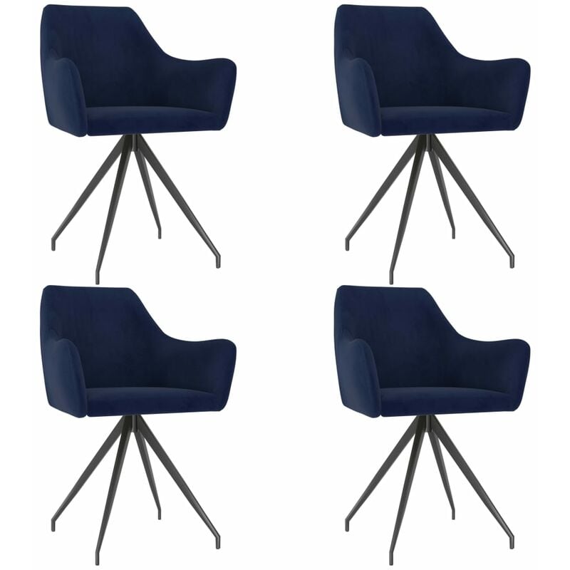 

vidaXL Sillas de Comedor Terciopelo 4 Unidades Azul - Azul