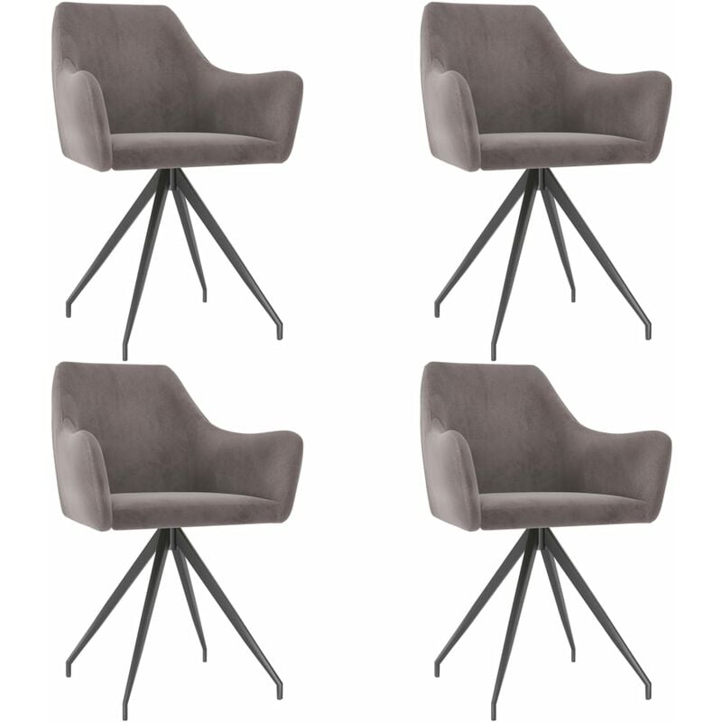 

vidaXL Sillas de Comedor Terciopelo 4 Unidades Gris Claro - Gris