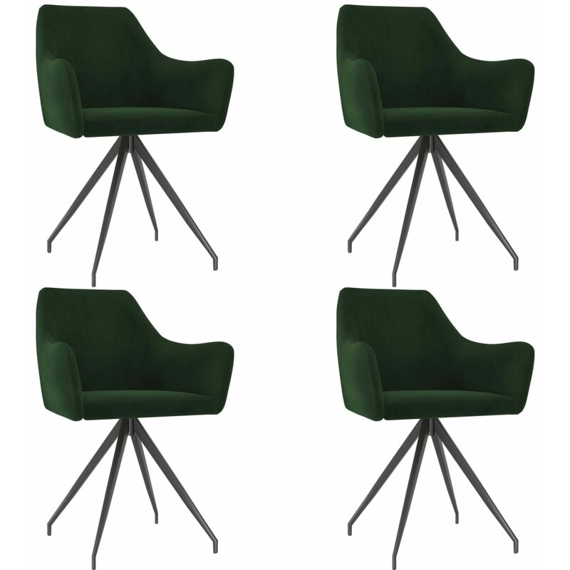 

vidaXL Sillas de Comedor Terciopelo 4 Unidades Verde Oscuro - Verde