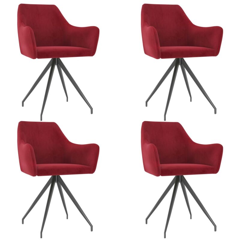 

Sillas de Comedor Terciopelo 4 Unidades Color Vino Tinto - Rojo - Vidaxl