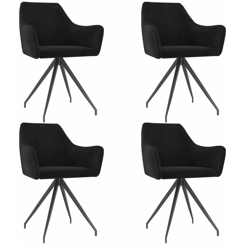 

vidaXL Sillas de Comedor Terciopelo 4 Unidades Negro - Negro