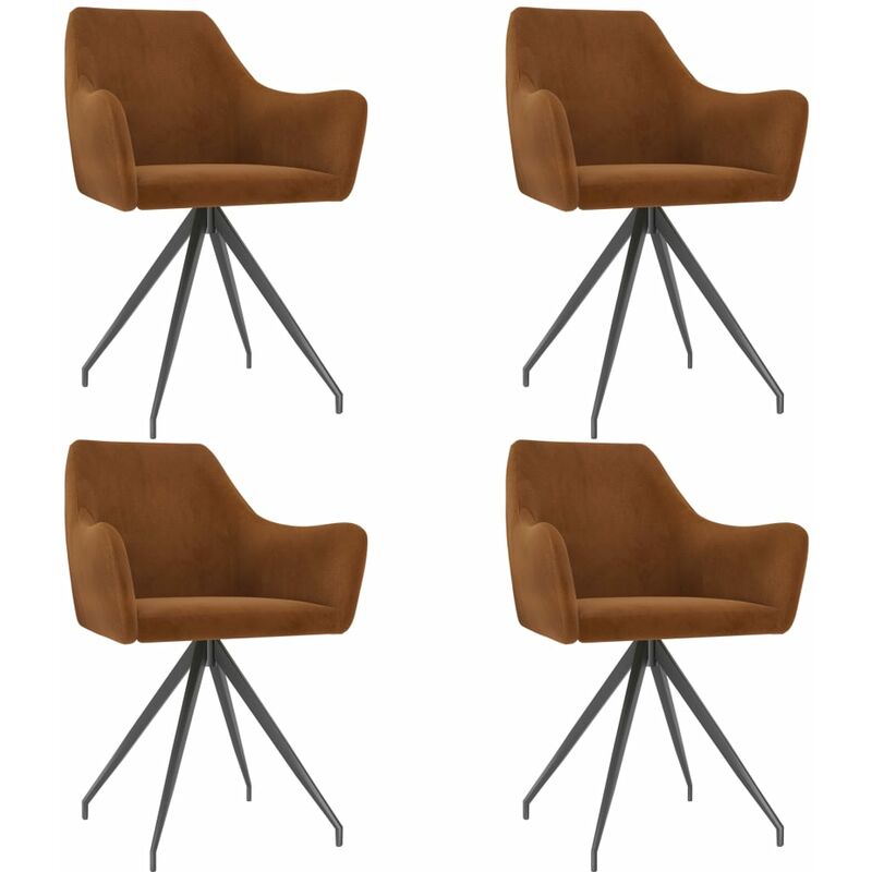 

vidaXL Sillas de Comedor Terciopelo 4 Unidades Marrón - Marrón