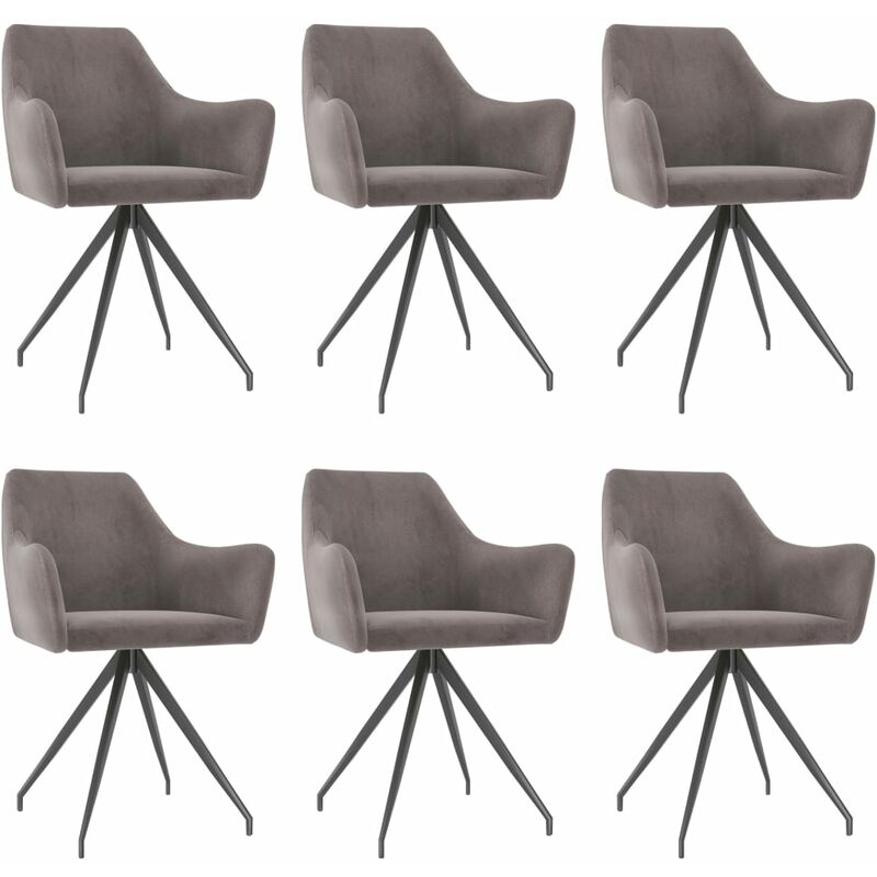 

Sillas de Comedor Terciopelo 6 Unidades Gris Claro - Gris - Vidaxl