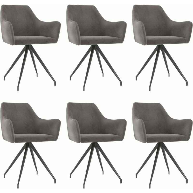 

Sillas de Comedor Terciopelo 6 Unidades Gris Oscuro - Gris - Vidaxl