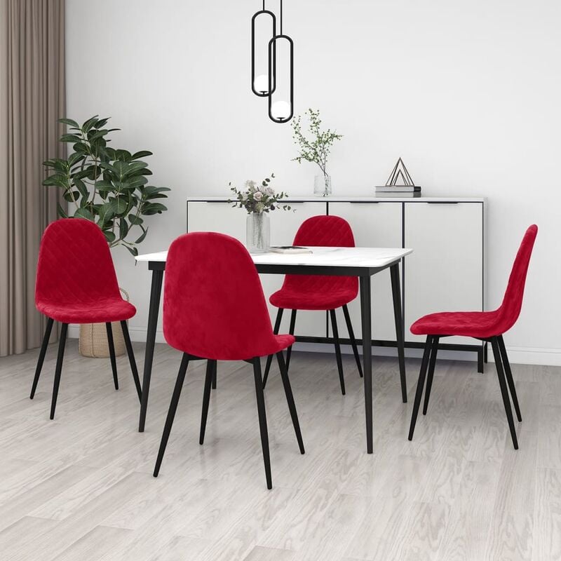 

Sillas de comedor 4 unidades terciopelo rojo vino tinto