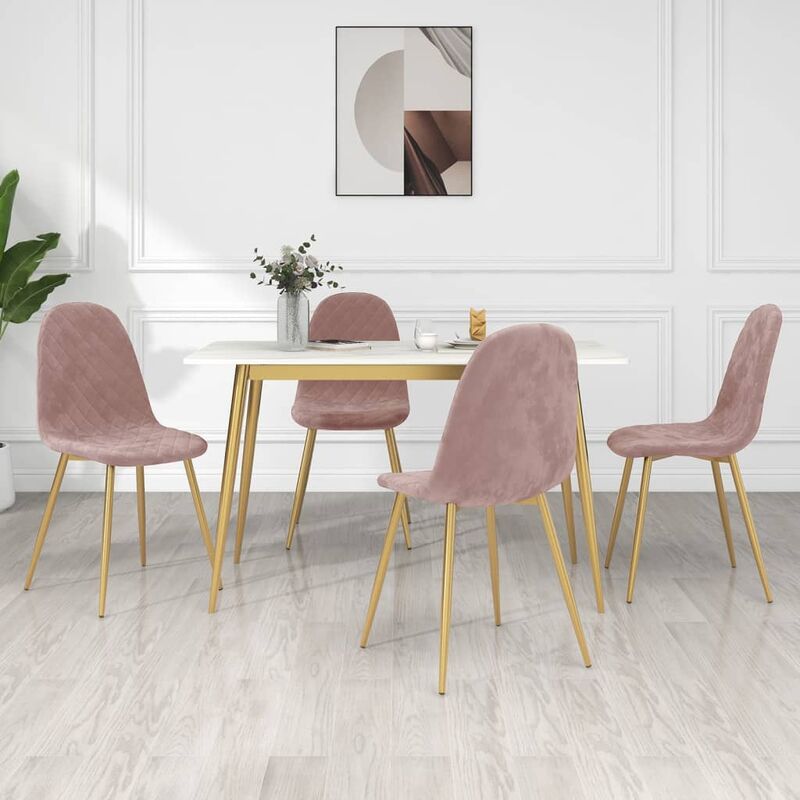 

Sillas de comedor 4 unidades terciopelo rosa