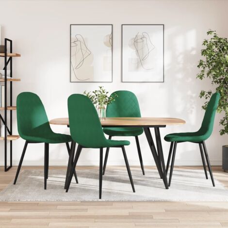 Sillas de comedor 4 unidades terciopelo verde oscuro vidaXL