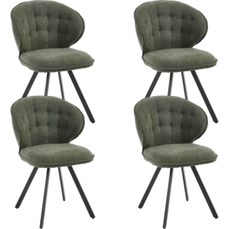 Sillas de Comedor 4Pcs en Tela de Chenilla Sillas de Cocina Modernas con Respaldo Cómodo para Salón Restaurante Cafetería, Verde, Wahson