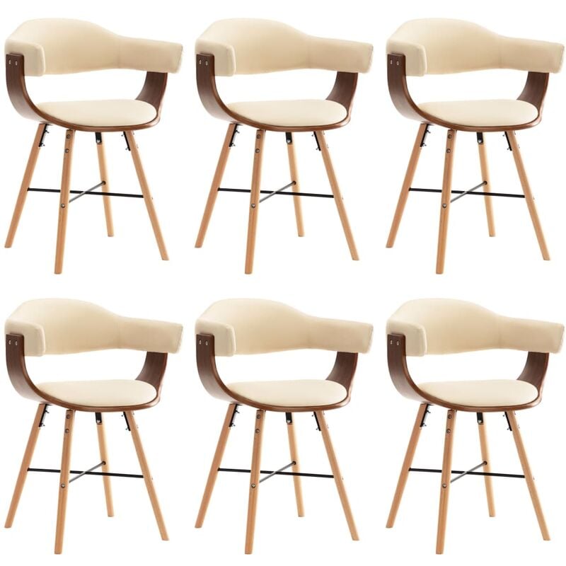 

Sillas de comedor 6 uds cuero sintético y madera curvada crema