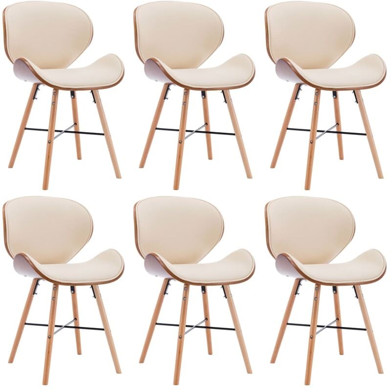 

Sillas de comedor 6 uds cuero sintético y madera curvada crema