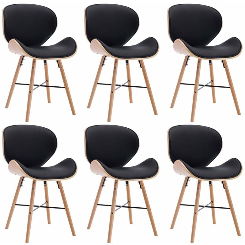 

Sillas de comedor 6 uds cuero sintético y madera curvada negro
